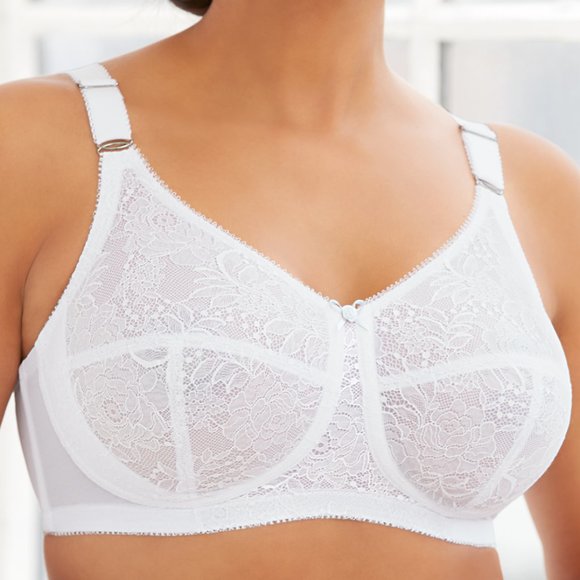 Glamorise 48DD COMFORT LIFT Bra (COTTON-LINED) Wireless (SIDE-BONES) WHITE NEW - Picture 3 of 16